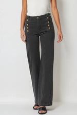 STRAIGHT MARINE STYLE JEANS WITH GOLDEN BUTTONS DETAILS GRAY