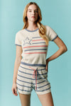 Star Striped Terry Knit Short Sleeve Top