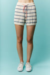 Striped Terry Knit Lounge Shorts with Drawstring