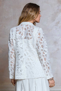 White Floral Lace Tailored Blazer Jacket