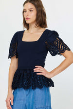 Sheer Knit Button-Up Cardigan - Navy