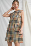 Plaid Pocket Sleeveless Dress