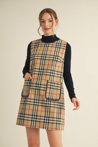 Plaid Pocket Sleeveless Dress