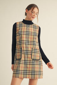 Plaid Pocket Sleeveless Dress