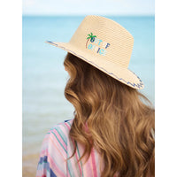 Out of Office Embroidered Wide Brim Straw Sun Hat