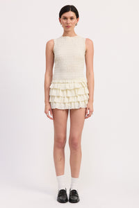 Smocked Sleeveless Top With Open Back