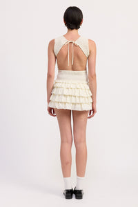 White Tiered Ruffle Mini Skirt