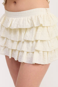White Tiered Ruffle Mini Skirt