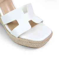 Leah Cutout Strap Espadrille Platform Wedge Sandals White