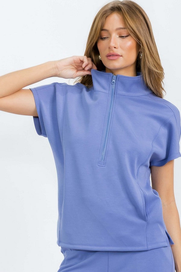 Half Zip Short Sleeve Athleisure Top