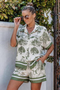 Florence Print Button Front Top and Matching Shorts Set