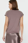 Satin Cowl Neck Cap Sleeve Top - Mocha