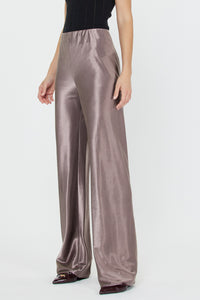 Satin Wide Leg Pants - Mocha