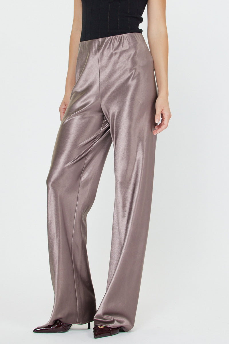 Satin Wide Leg Pants - Mocha