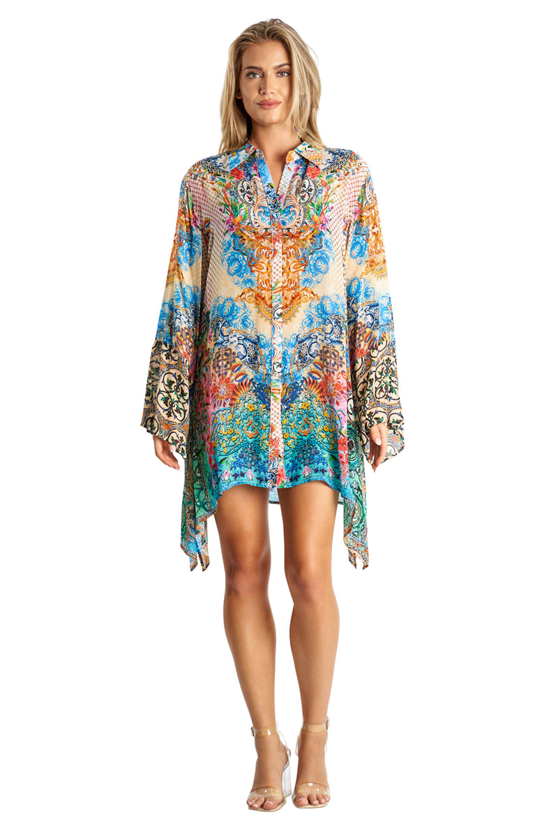 BEACH RESORT EASY SHIRTDRESS COVER-UP