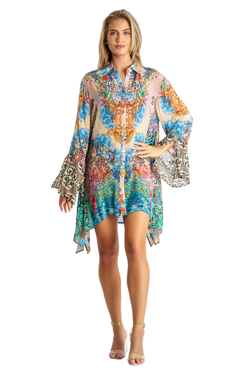 BEACH RESORT EASY SHIRTDRESS COVER-UP