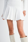 White Pearl Embellished Knit Cardigan and Pleated Skirt Set