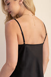 Black Satin Adjustable Cowl Neck Camisole