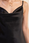 Black Satin Adjustable Cowl Neck Camisole