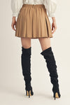 Camel Pleated Mini Skirt