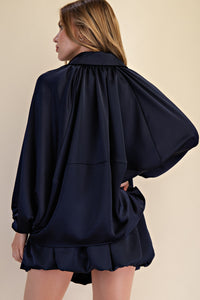 Nightfall Satin Zip Jacket – Blue