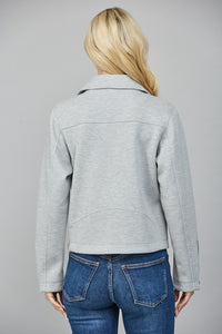 Heather Gray Knit Moto Jacket with Zipper Detail