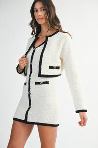 Tweed Knit Mini Dress and Jacket Set