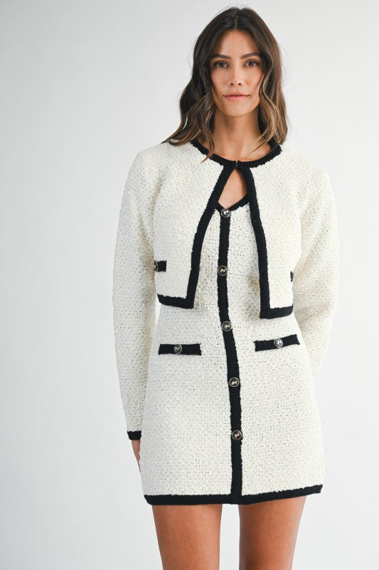 Tweed Knit Mini Dress and Jacket Set