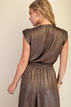 Bronze Metallic Drape Sleeveless Top