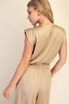 Metallic Nude Drape Sleeveless Top