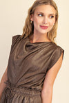 Bronze Metallic Drape Sleeveless Top