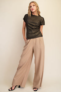 Metallic Gold Short Sleeve Fitted Top