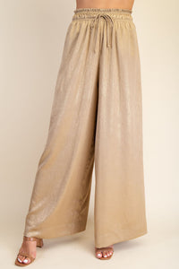 Metallic Nude Wide Leg Lounge Pants