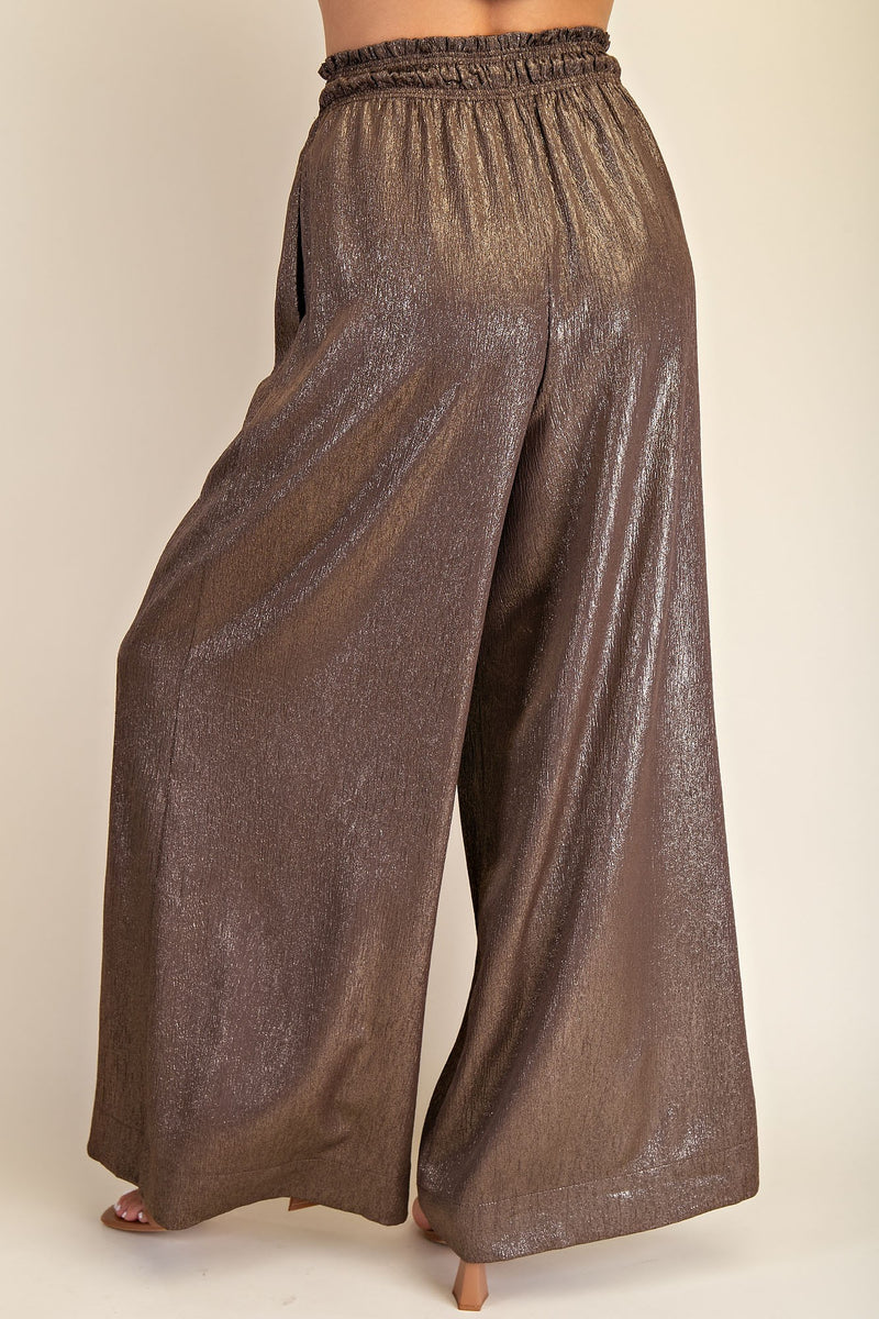 Metallic Bronze Wide Leg Lounge Pants