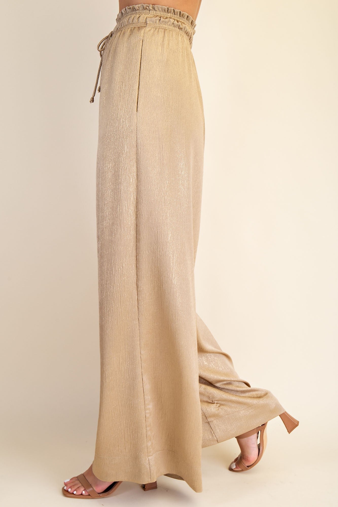 Metallic Nude Wide Leg Lounge Pants