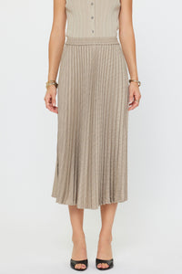 Barley Pleated Knit Midi Skirt
