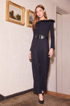 Black Metallic Wide-Leg Pants