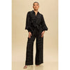 Black Geometric Print Button-Down Matching Set