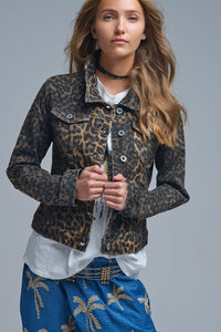 Leopard Print Denim Jacket