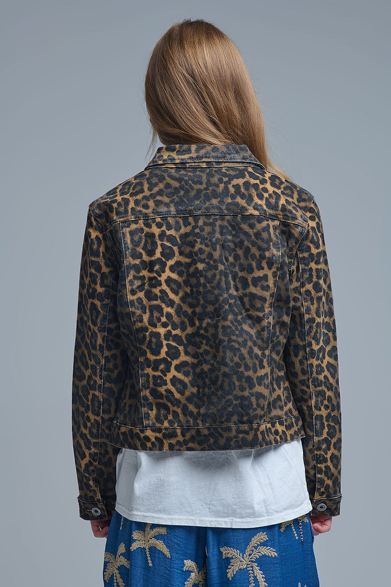 Leopard Print Denim Jacket