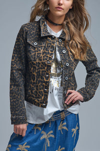 Leopard Print Denim Jacket