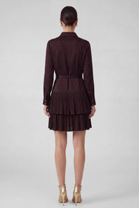 Cherry Belted Tiered Shirt Dress