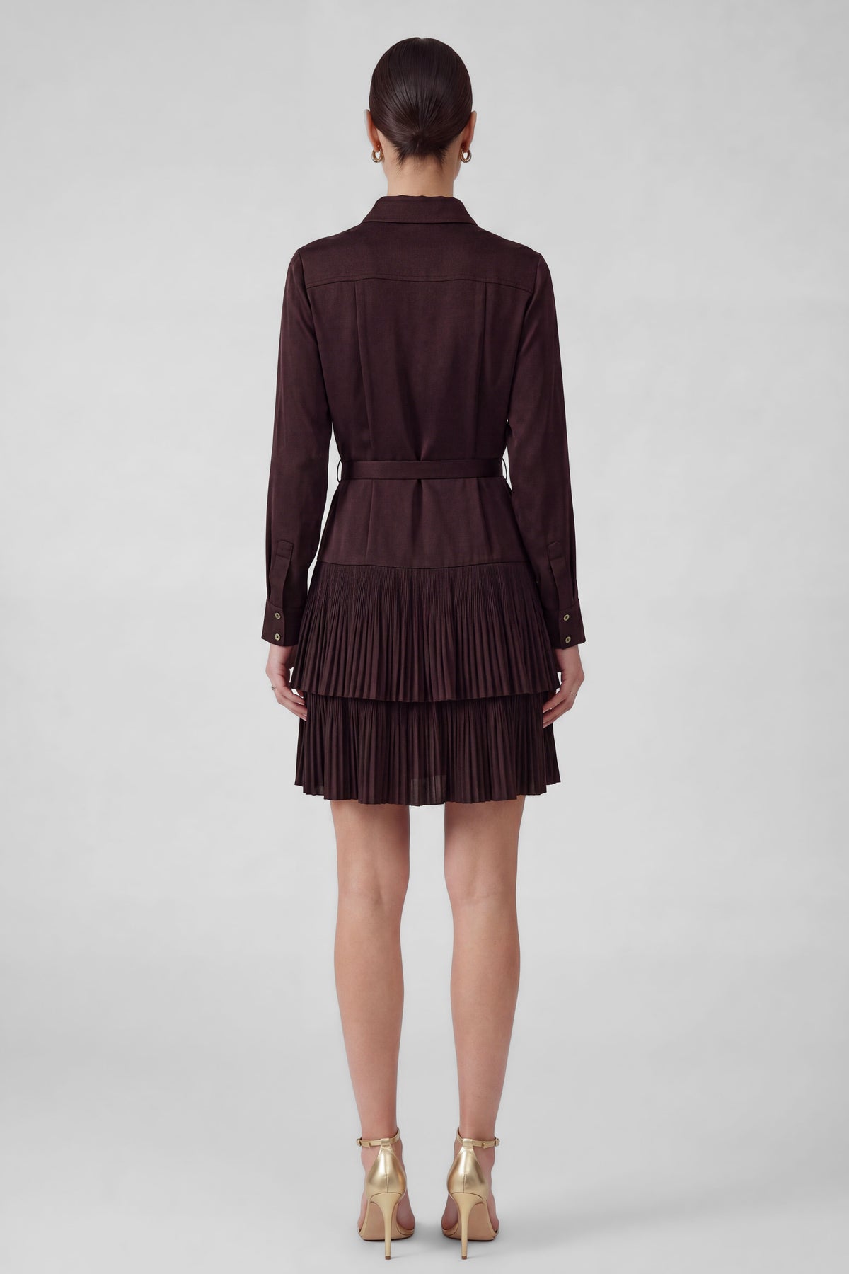 Cherry Belted Tiered Shirt Dress