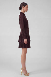 Cherry Belted Tiered Shirt Dress