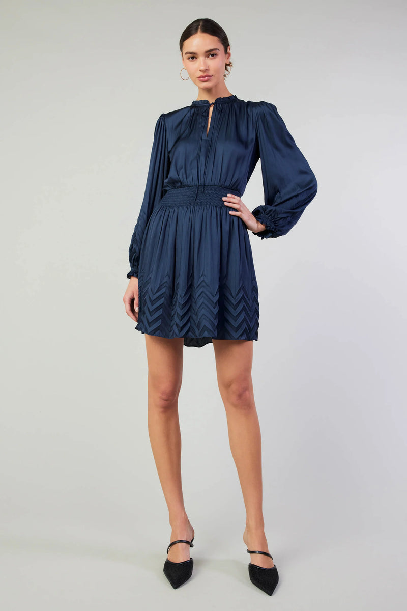 Long Sleeve Neck Ruffled Collar Short Dress