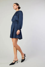 Long Sleeve Neck Ruffled Collar Short Dress