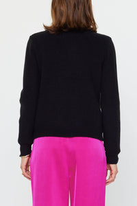 Black Crystal Embellished Knit Cardigan