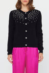Black Crystal Embellished Knit Cardigan