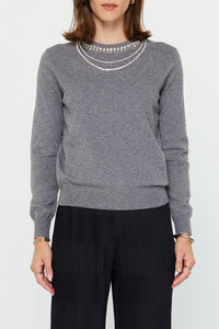 Embellished Crew Neck Sweater