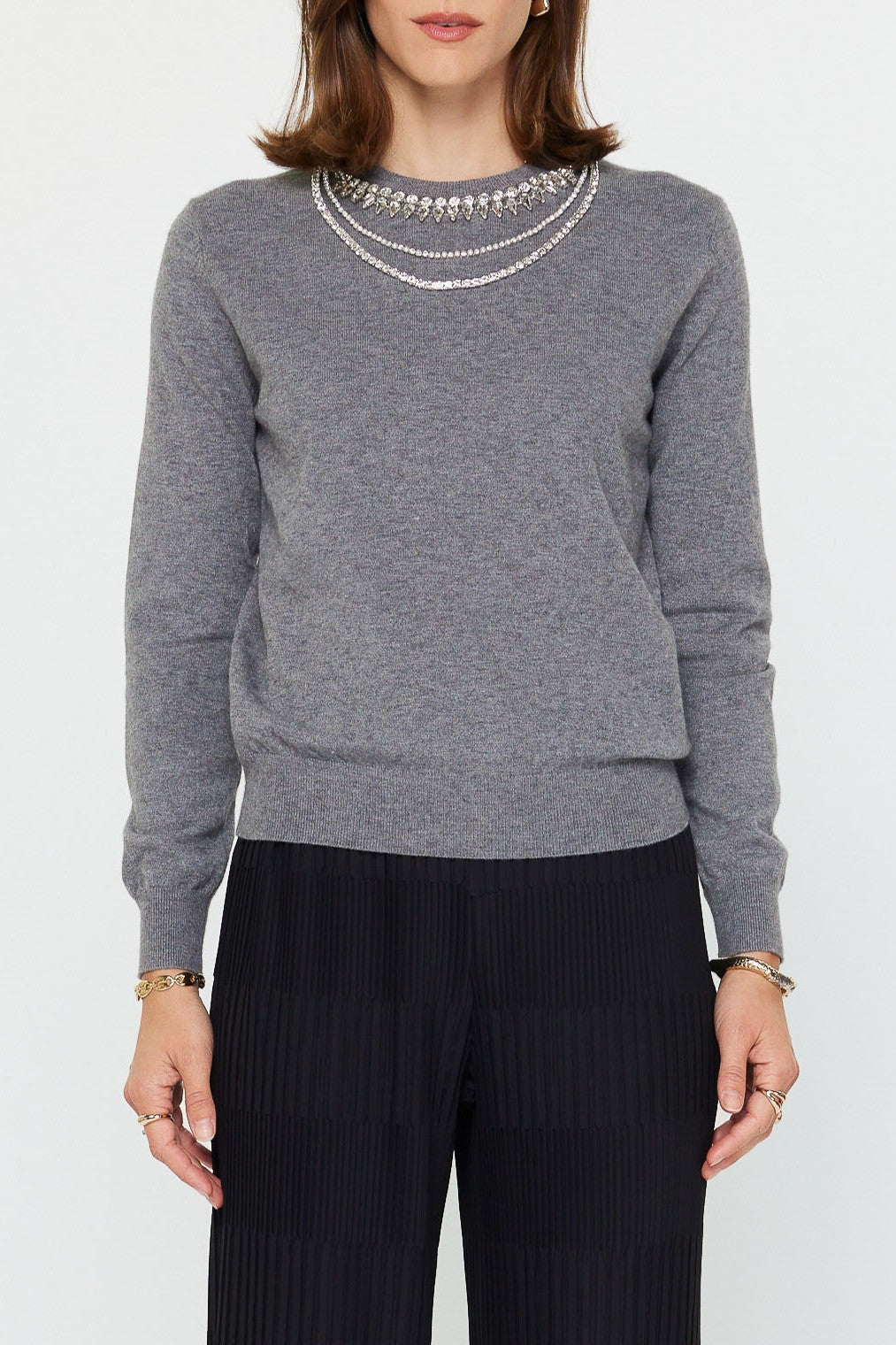 Embellished Crew Neck Sweater